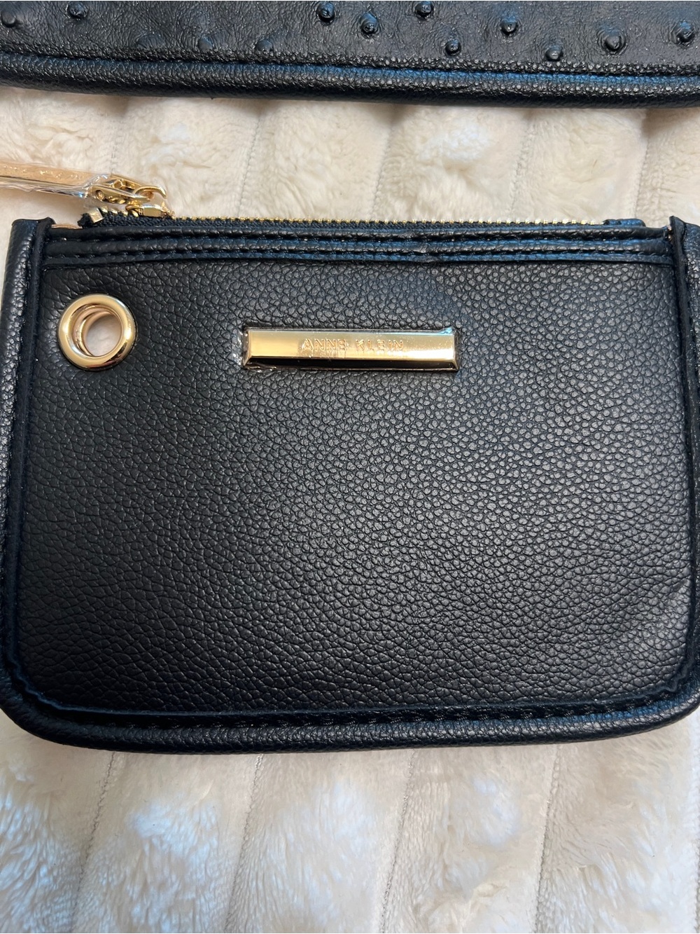 Anne Klein Black Leather like Wristlet Trio - 3-Piece Pouch Set - Picture 2 of 10